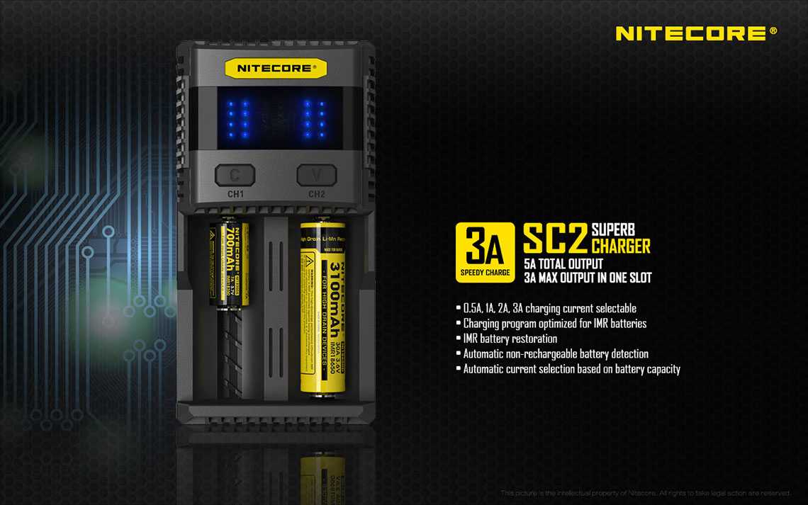 New quick charger Nitecore charger SC2  with LCD screen