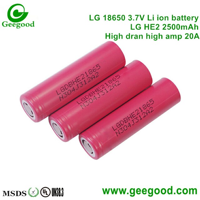 LG INR18650HE2 HE2 2500mAh 20A 18650 3.7V lithium ion high amp power battery