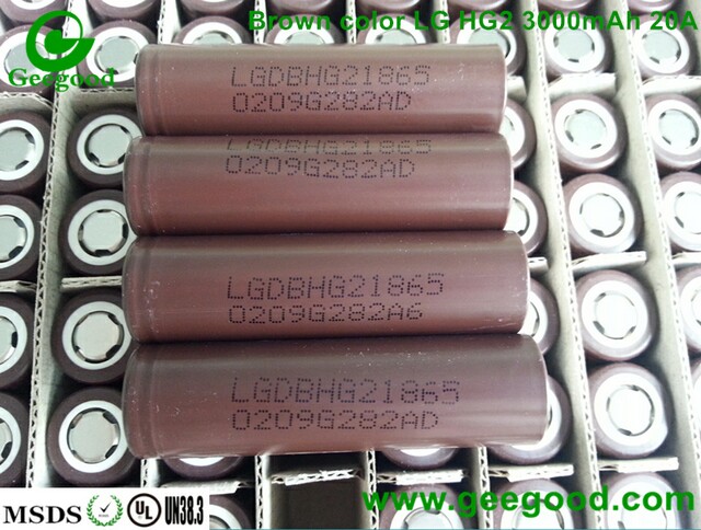 LG HG2 3000mAh 20A brown LGDBHG21865 18650 3.6V high amp best vape battery