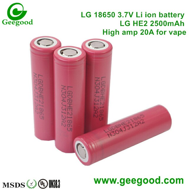 LG HE2 2500mAh 20A 18650 3.7V lithium battery for vape / E-cig / Mod / Power tools