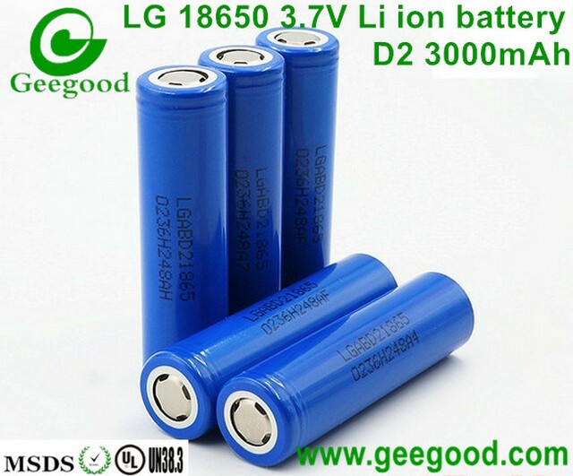 LG D1 D2 3000mAh high capacity 18650 3.7V li-ion batteries ICR18650D1 ICR18650D2