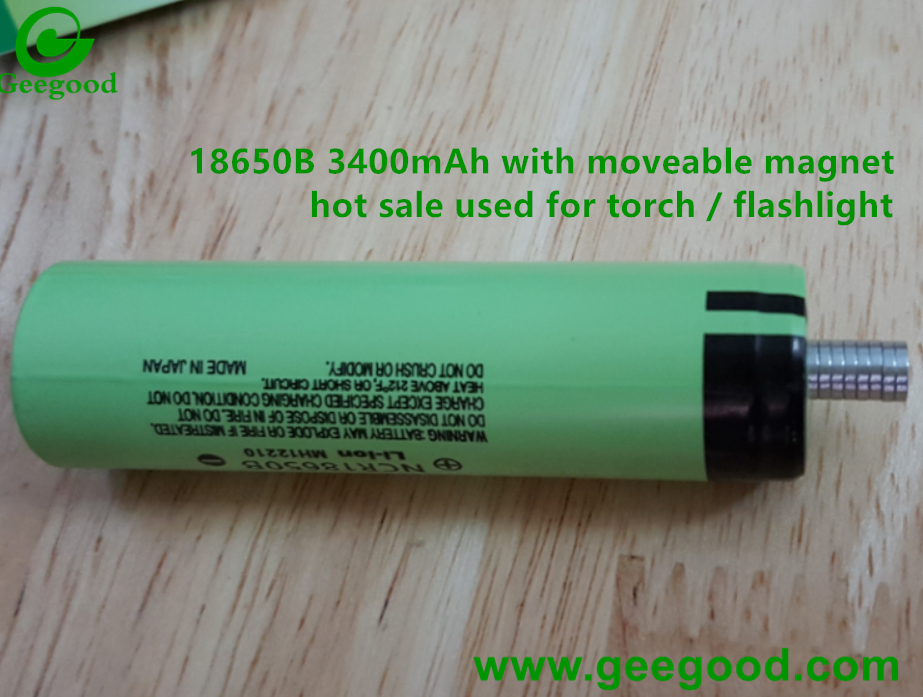 18650 3.7V Li-ion rechargeable batteries with magnet used for flashlight