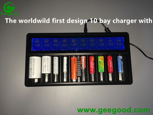 First NEW design 10 bay charger with LCD screen Haoba 10 bay charger