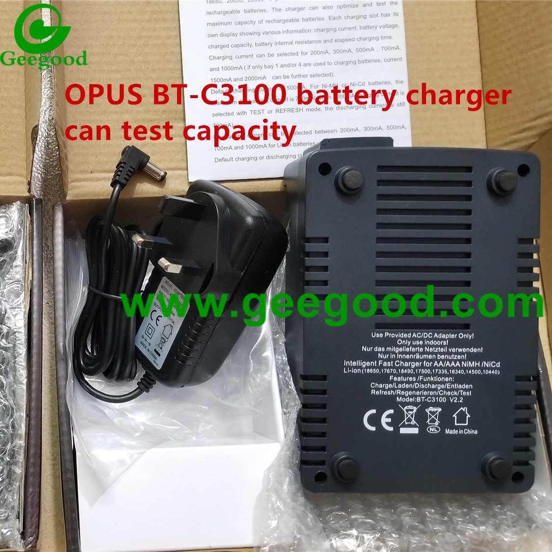 Test battery capacity charger OPUS BT-C3100 4 slots battery charger