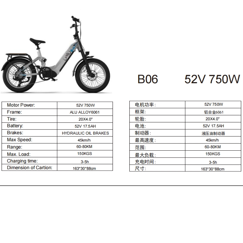 Electric bicycle E-bike B06 52V 750W